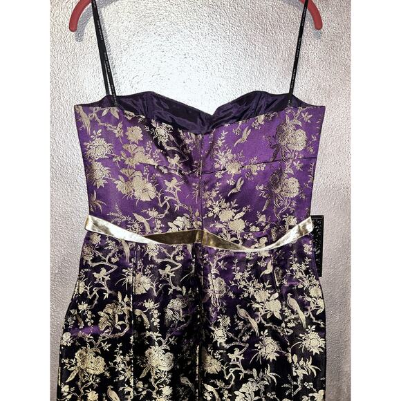 ✨ David Meister Purple & Gold Strapless Jacquard Dress – Size 12 ✨Cocktail Prom - Picture 8 of 12